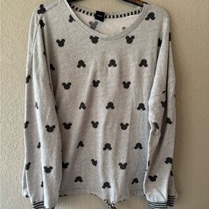 Disney Light Gray Long Sleeve Mickey Head Print Sweatshirt